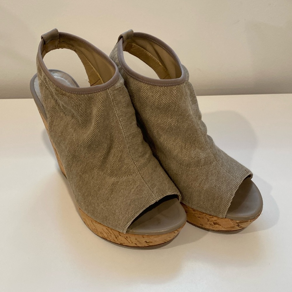 Stuart Weitzman wedge sandals, size 6 1/2.
